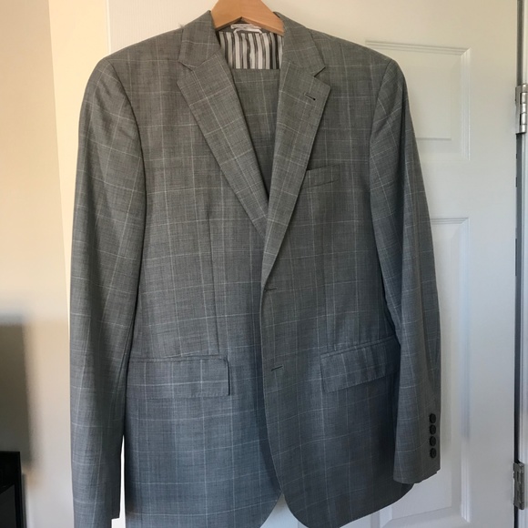 Club Monaco Gray Windowpane Suit - Picture 2 of 5